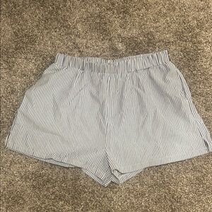SHEIN Blue and White Striped Linen Shorts